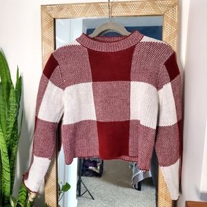 Shein Checkered Crop Sweater